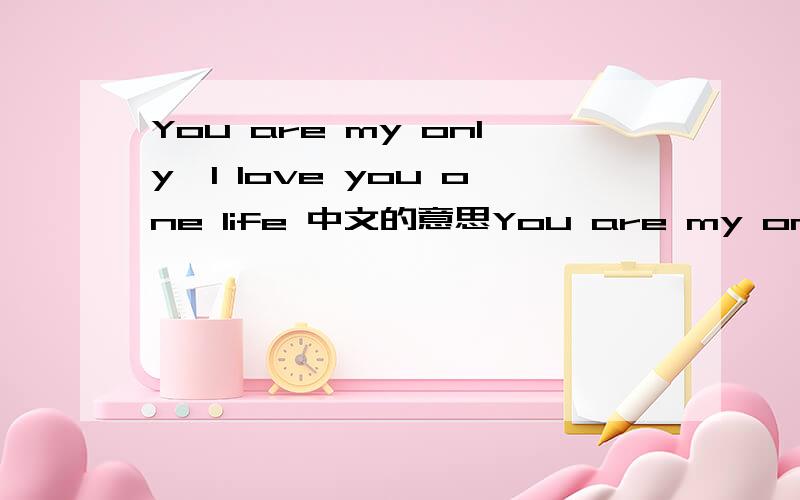 You are my only,I love you one life 中文的意思You are my only,I love you one life 这句话的中文意思是什么