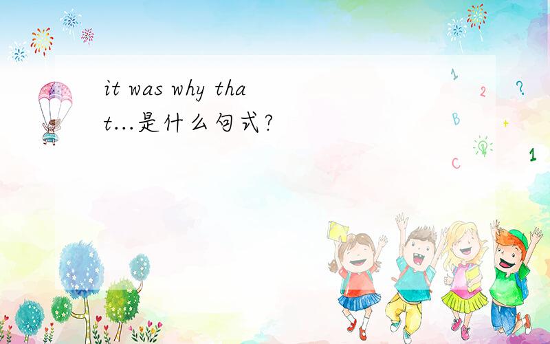 it was why that...是什么句式?