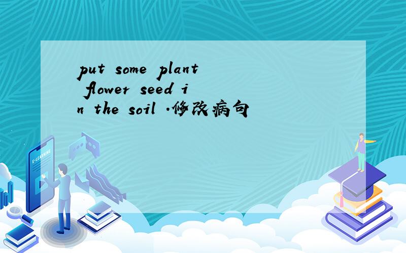 put some plant flower seed in the soil .修改病句