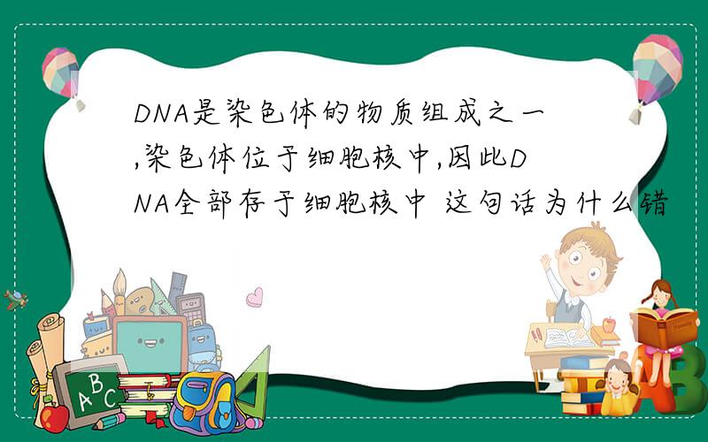 DNA是染色体的物质组成之一,染色体位于细胞核中,因此DNA全部存于细胞核中 这句话为什么错