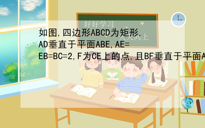 如图,四边形ABCD为矩形,AD垂直于平面ABE,AE=EB=BC=2,F为CE上的点,且BF垂直于平面ACE.求三棱锥C-BGF的体积