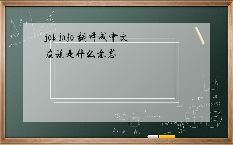 job info 翻译成中文应该是什么意思