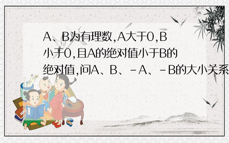 A、B为有理数,A大于0,B小于0,且A的绝对值小于B的绝对值,问A、B、-A、-B的大小关系.