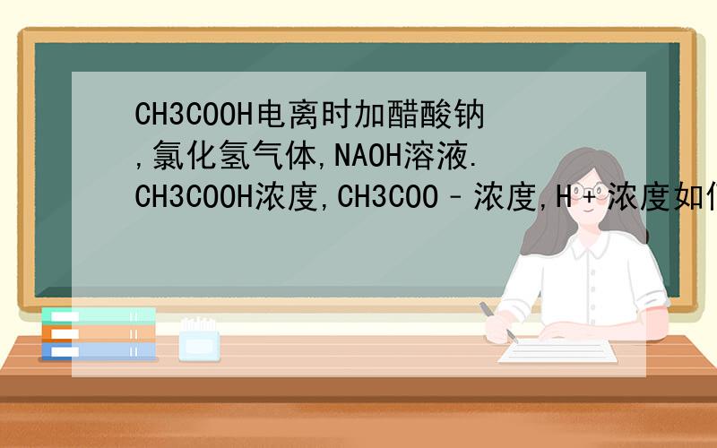 CH3COOH电离时加醋酸钠,氯化氢气体,NAOH溶液.CH3COOH浓度,CH3COO﹣浓度,H﹢浓度如何变化
