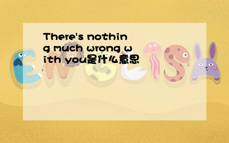 There's nothing much wrong with you是什么意思
