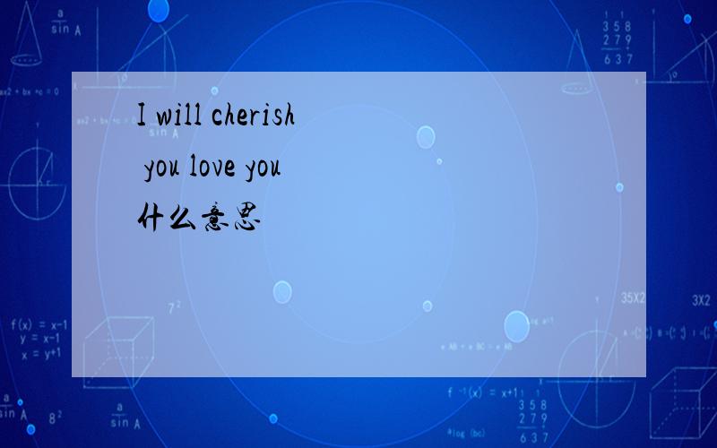I will cherish you love you 什么意思