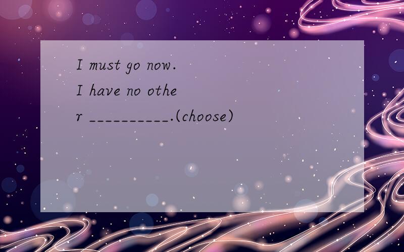 I must go now.I have no other __________.(choose)