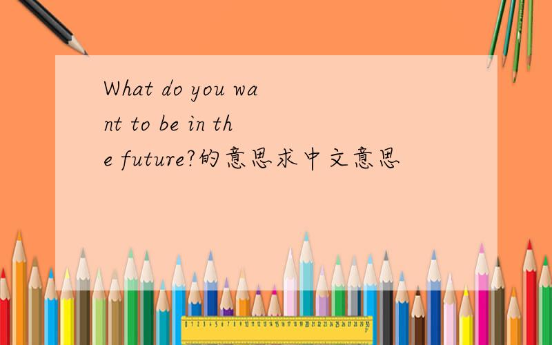 What do you want to be in the future?的意思求中文意思
