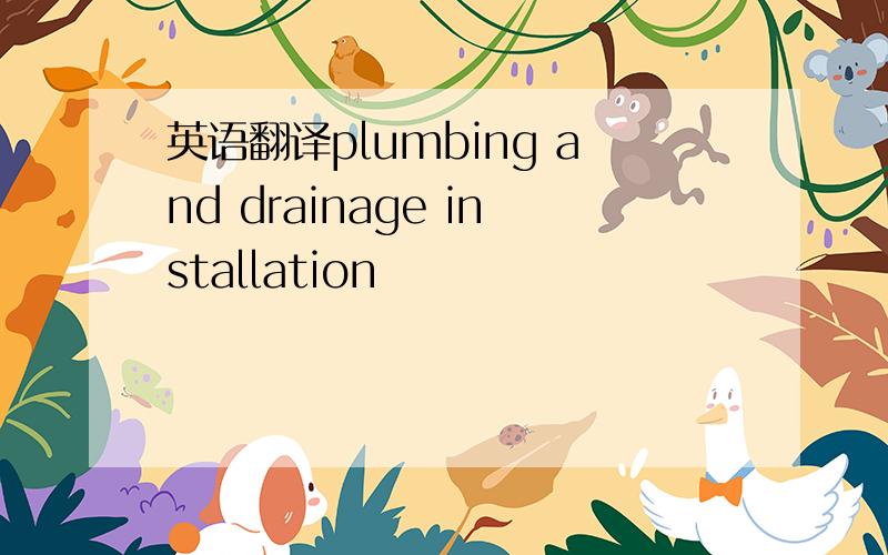 英语翻译plumbing and drainage installation