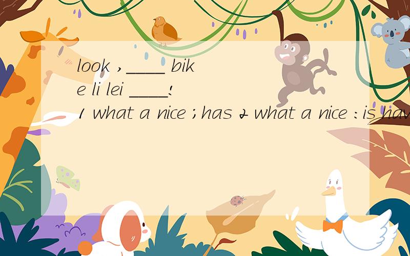 look ,____ bike li lei ____!1 what a nice ;has 2 what a nice :is having 3how a nice ;have4 how nice a;have