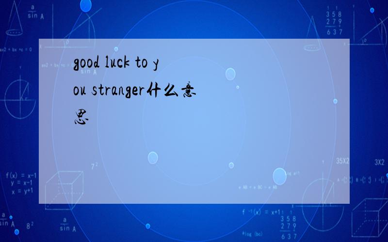 good luck to you stranger什么意思