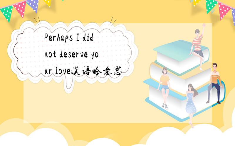 Perhaps I did not deserve your love汉语哈意思