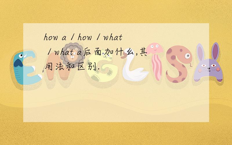 how a／how／what／what a后面加什么,其用法和区别.