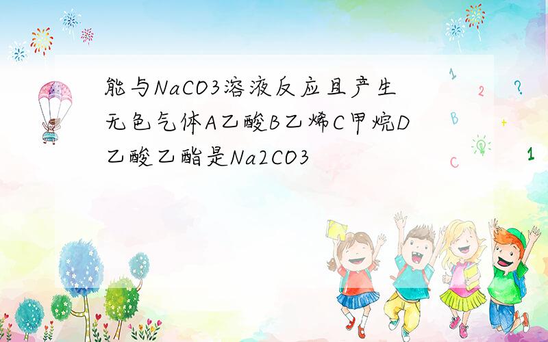 能与NaCO3溶液反应且产生无色气体A乙酸B乙烯C甲烷D乙酸乙酯是Na2CO3