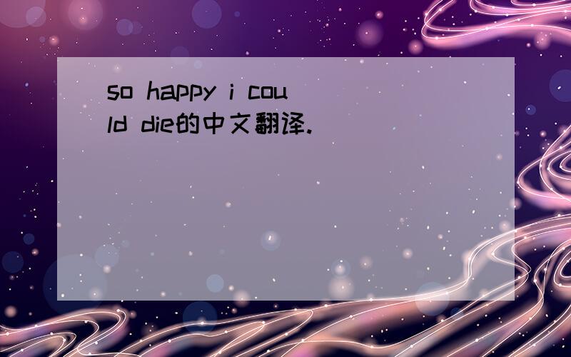 so happy i could die的中文翻译.