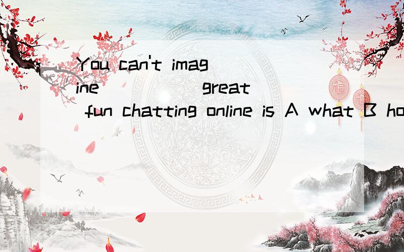 You can't imagine_____ great fun chatting online is A what B how 选哪个?为什么?