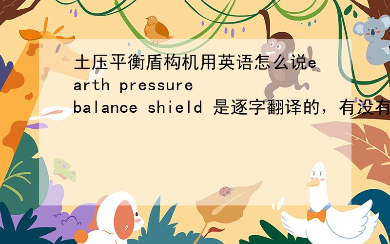土压平衡盾构机用英语怎么说earth pressure balance shield 是逐字翻译的，有没有专业的名称呢？比如在查找英文文献的时候要用到
