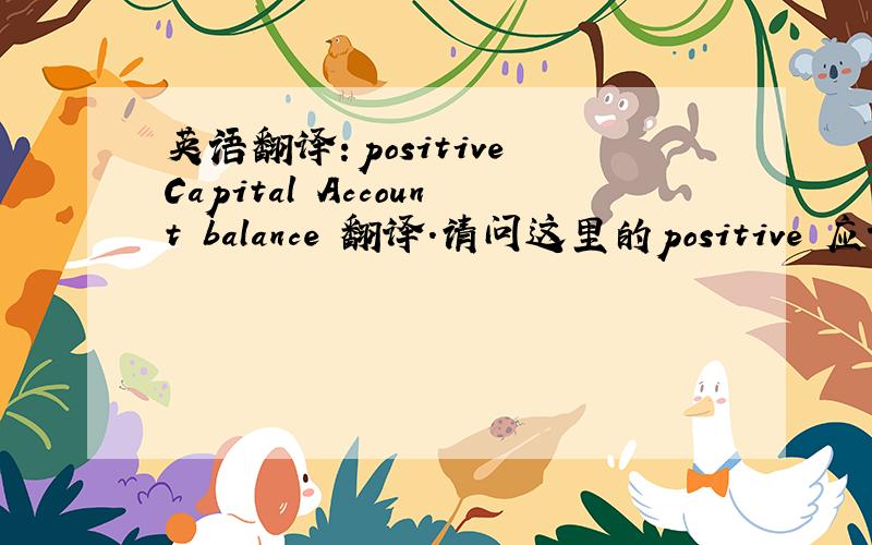 英语翻译：positive Capital Account balance 翻译.请问这里的positive 应该怎么理解?谢谢.