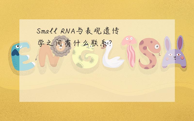 Small RNA与表观遗传学之间有什么联系?