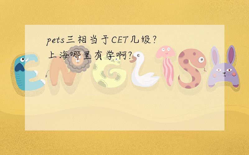 pets三相当于CET几级?上海哪里有学啊?