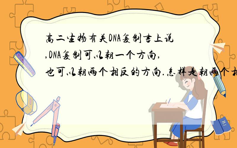 高二生物有关DNA复制书上说,DNA复制可以朝一个方向,也可以朝两个相反的方向.怎样是朝两个相反的方向?想象不来.麻烦解释下还有,复制时DNA的两条链都是从5'端到3'端延伸是什么意思