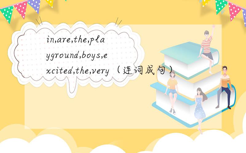 in,are,the,playground,boys,excited,the,very（连词成句）