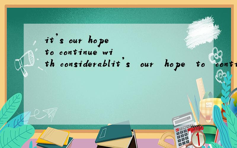 it's our hope to continue with considerablit's  our  hope  to  continue  with   considerable  business  dealings  with  you