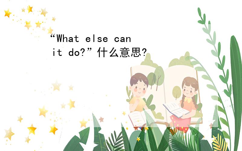 “What else can it do?”什么意思?