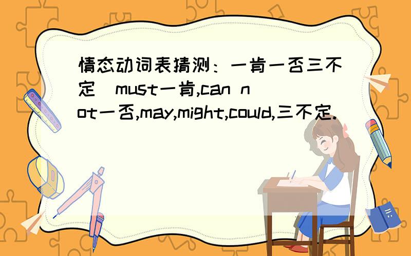 情态动词表猜测：一肯一否三不定（must一肯,can not一否,may,might,could,三不定.