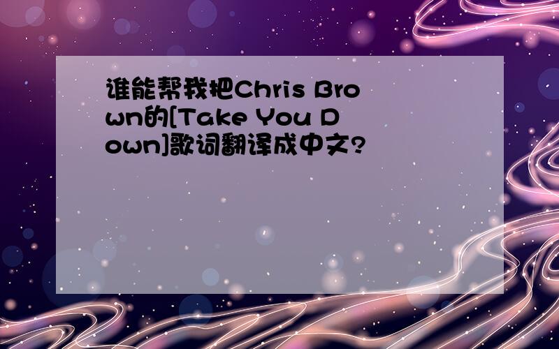 谁能帮我把Chris Brown的[Take You Down]歌词翻译成中文?