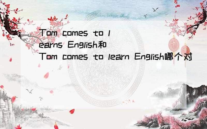 Tom comes to learns English和Tom comes to learn English哪个对