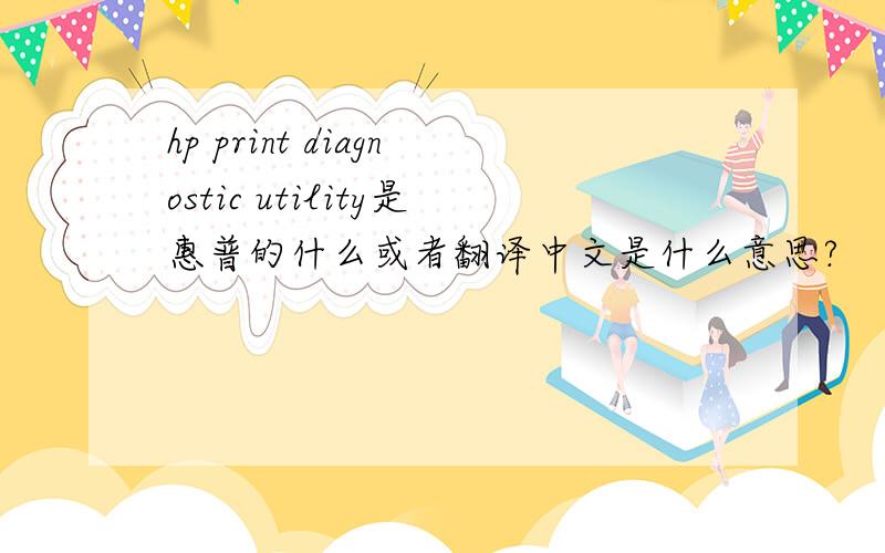 hp print diagnostic utility是惠普的什么或者翻译中文是什么意思?