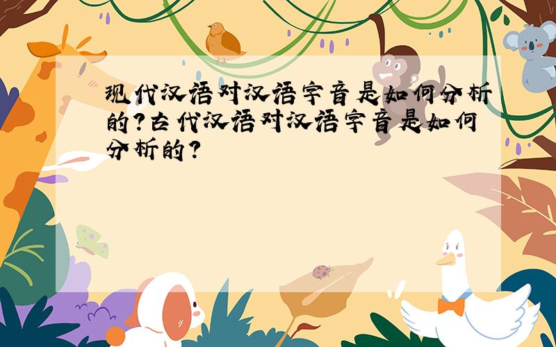 现代汉语对汉语字音是如何分析的?古代汉语对汉语字音是如何分析的?